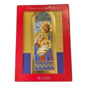 🆕 Hallmark Stained Glass Mary & Jesus Christmas Cards 16 pack with envelopes